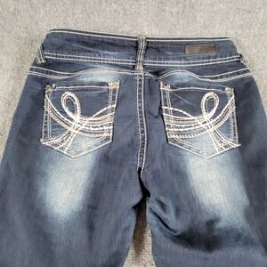 Wallflower Jeans Women's (32x28 Actual) Acid Wash Double Stitch Embellished